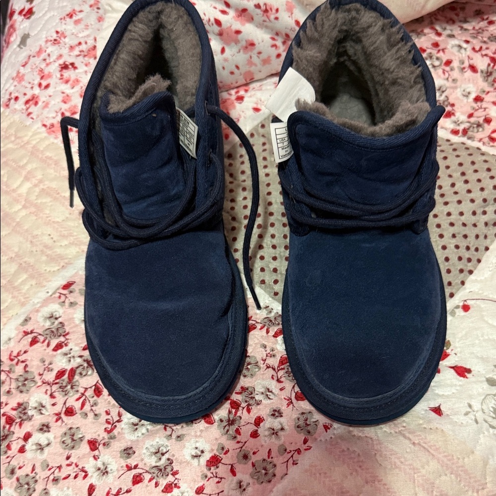 UGG Dark Blue Suede Boots with Fleece Lining
